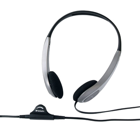 Verbatim Headset with Volume Control: lightweight stereo design, adjustable ear cups, and user-friendly volume options.