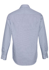 Calais Men's Long Sleeve Shirt in Turkish Blue, featuring executive fit, stylish trims, and durable cotton-polyester blend.