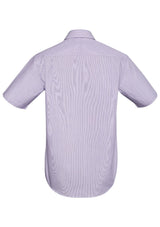 Calais Men's Short Sleeve Shirt in Purple Reign, 3XL, featuring soft cotton blend, fine stripes, and executive fit.