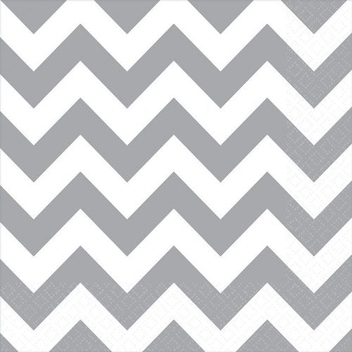 Elegant chevron lunch napkins in frosty white, 33cm x 33cm, perfect for enhancing dining at any gathering. Pack of 16.