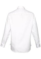 Herne Bay Men's XL Long Sleeve Shirt in White/Turkish Blue, featuring a textured cotton blend and executive-fit design.