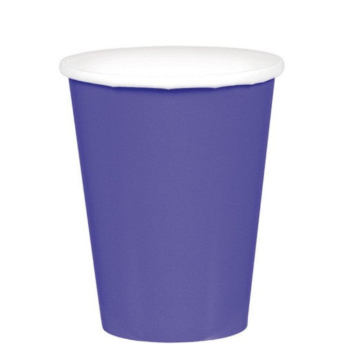 Vibrant New Purple Paper Cups pack of 20, 266ML, ideal for serving hot or cold drinks at events and gatherings.