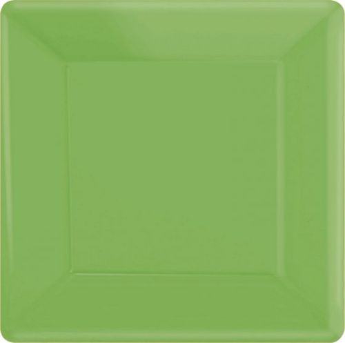 Stylish 26cm square kiwi-colored paper plates, 20ct, perfect for parties and easy cleanup.