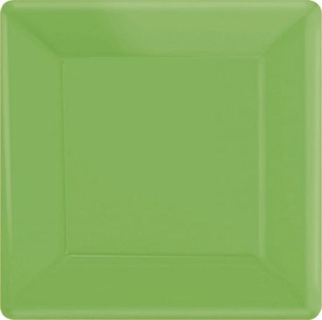 Stylish 26cm square kiwi-colored paper plates, 20ct, perfect for parties and easy cleanup.