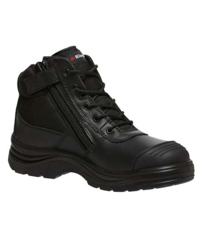 Safety Boots - KingGee Tradie Zip Sided Black (Size 13)