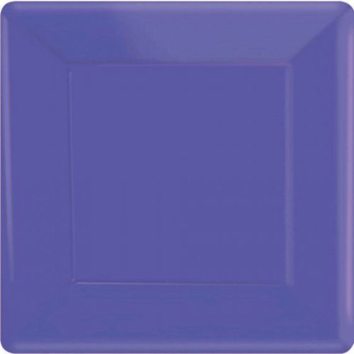 Vibrant New Purple 26cm square paper plates, pack of 20, perfect for stylish, disposable dining at any event.