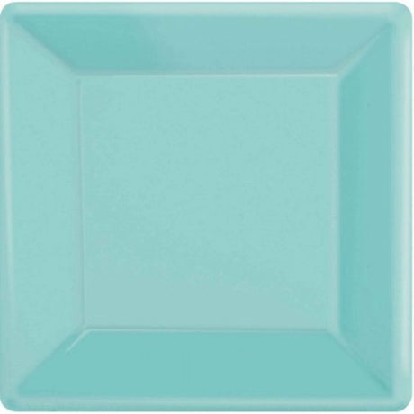 Stylish Robin's-Egg Blue square paper plates, 26cm, pack of 20, perfect for parties and eco-friendly celebrations.