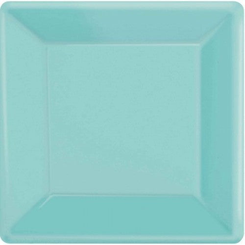 Stylish Robin's-Egg Blue square paper plates, 26cm, pack of 20, perfect for parties and eco-friendly celebrations.