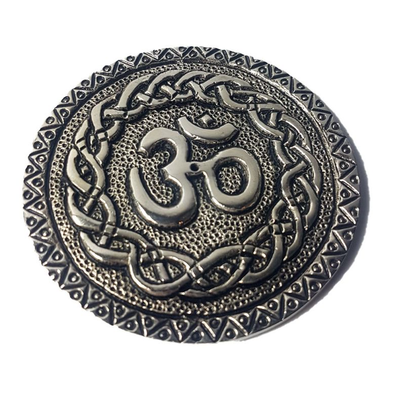 Om Round Aluminium Incense Burner