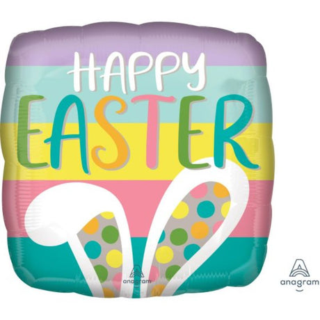 Foil balloon featuring vibrant bunny ears, perfect for Easter celebrations and spring parties, self-sealing and 45cm.