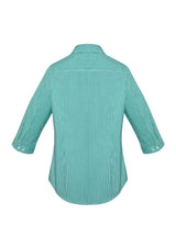 Eden Green Newport Ladies 3/4 Sleeve Shirt with yarn-dyed check, concealed placket, and soft stretch cotton blend.