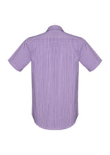 Newport Men's Short Sleeve Shirt in Purple Reign, featuring a stylish check pattern and comfortable executive fit.