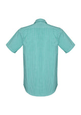 Eden Green short sleeve shirt for men, featuring a yarn-dyed check pattern and executive fit for stylish comfort.