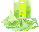 Color Origami Kit featuring 20 green sheets and instructions to create a beautiful origami tree for kids 6 and up.