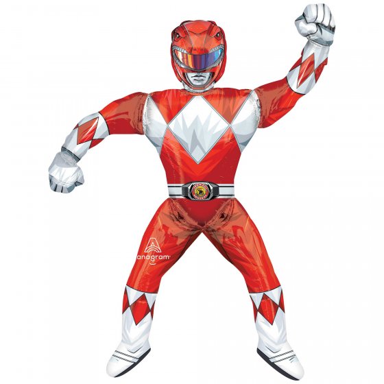 AirWalker Power Rangers Red Ranger P93 balloon, 139cm x 170cm, vibrant design ideal for birthday parties and themed events.