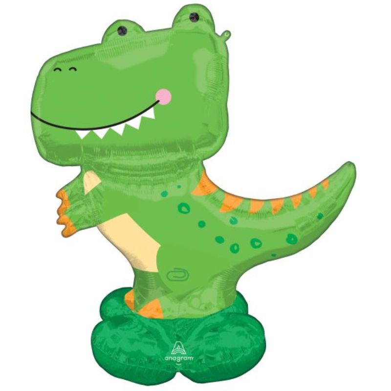 Vibrant AirLoonz T-Rex inflatable balloon, 114cm x 137cm, perfect for dinosaur-themed parties and events.