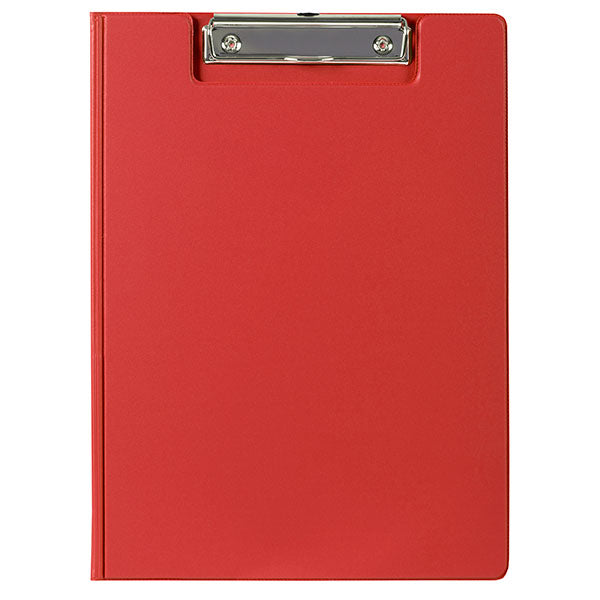 Red Marbig Clipfolder Pe A4 pack of 20, featuring durable design, wire clips, and clear pockets for efficient document storage.