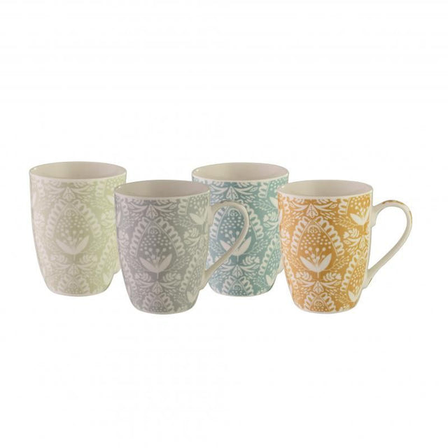 Elegant Bundanoon Coupe Mug Lace Set of 4 made from New Bone China, featuring a charming lace design and 355ml capacity.