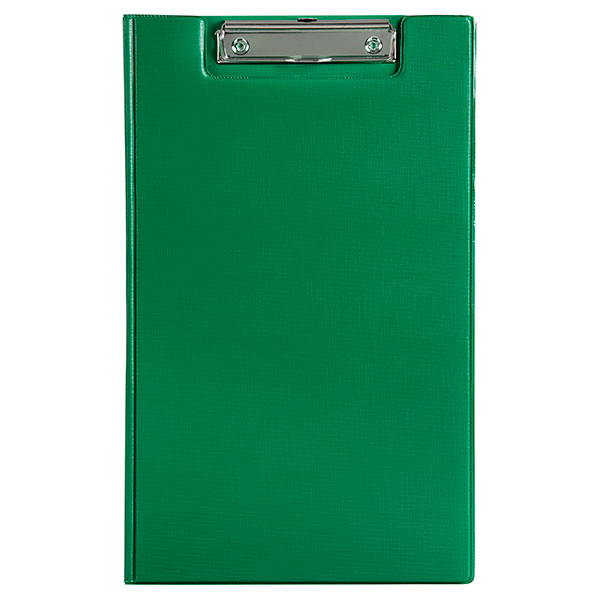 Pack of 20 Marbig PVC clipfolders in green, featuring a wire clip and clear pocket for secure document organization.