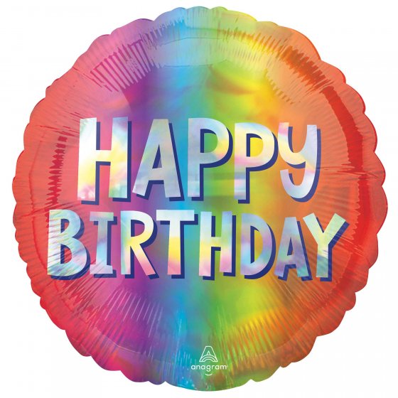45cm Standard Happy Birthday Silver Ombre Holographic