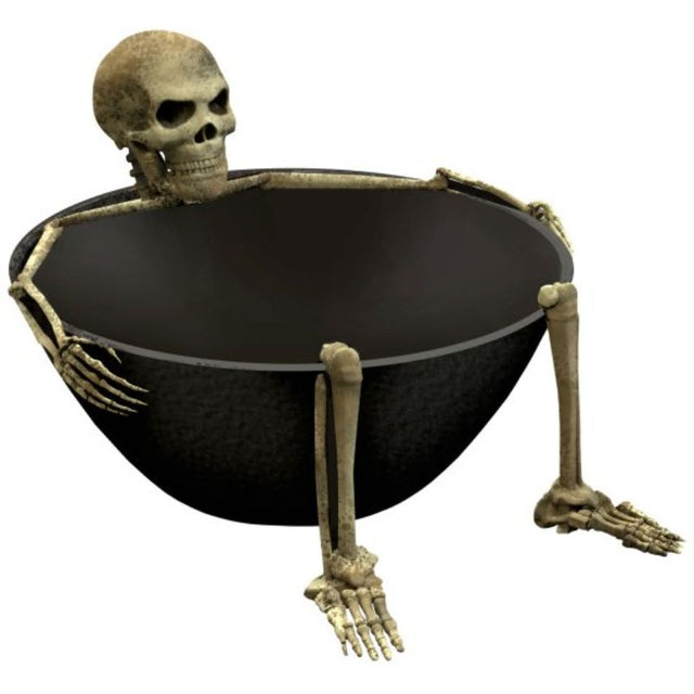 Boneyard Skeleton Bowl in plastic, 23cm x 12cm, perfect for serving snacks and Halloween treats with eerie charm.