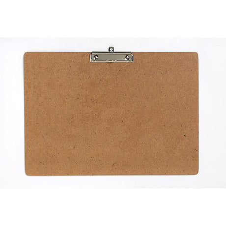 Marbig A3 Masonite clipboard with wire clip, pen holder, and retractable hook, ideal for organizing documents professionally.