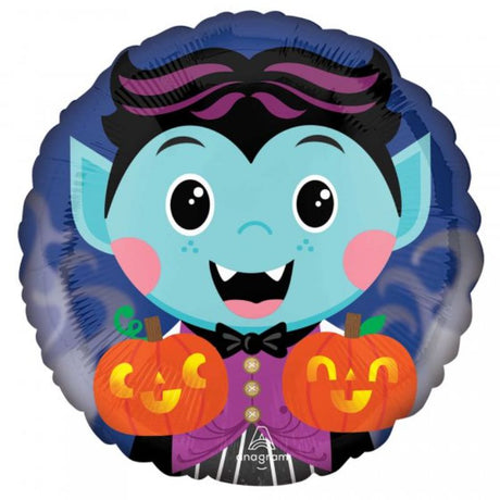 Cute 45cm vampire balloon, perfect for Halloween parties and spooky decor, featuring a charming design for festive fun.