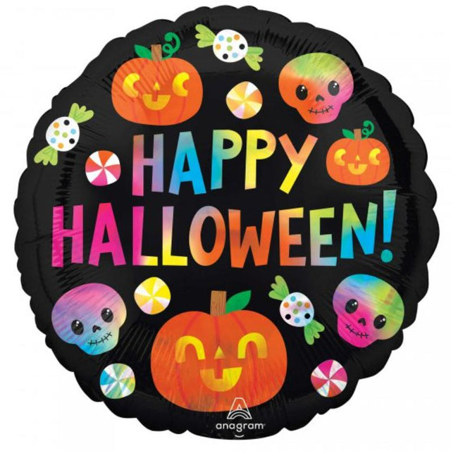 Holographic 45cm foil balloon featuring Halloween designs, perfect for festive decorations and parties.