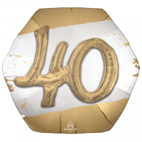 Multi-Balloon Golden Age 40: Elegant 76cm self-sealing foil balloon, perfect for vibrant celebrations and decor.