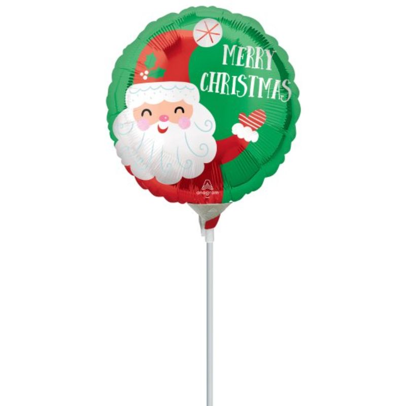 Cheerful 22cm Smiley Satin Santa foil balloon for festive Christmas celebrations, perfect for decorations and photo ops.