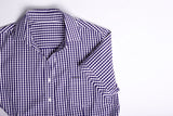 Springfield Ladies Short Sleeve Shirt in Purple Reign with yarn-dyed check, semi-fitted silhouette, and stylish open neck.