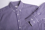 Purple Reign long sleeve shirt in 3XL, featuring bold check pattern, cotton fabric, button collar, and front pocket for stylish comfort.