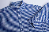 Springfield Men's Long Sleeve Shirt in French Navy, 3XL, featuring a yarn-dyed check, button-down collar, and executive fit.