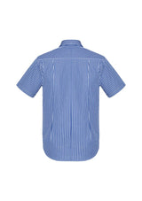 Springfield Men's Short Sleeve Shirt in French Navy, 3XL, cotton, check pattern, button-down collar, and action back design.