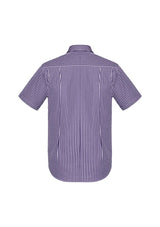 Springfield Men's Short Sleeve Shirt in Purple Reign, 5XL, featuring a check pattern, button collar, and easy-care cotton.