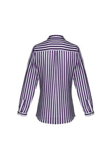 Purple Reign long sleeve shirt for women by Biz Collection, featuring a luxurious drape and elegant inverted back pleat.