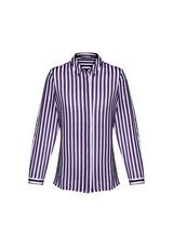 Verona Ladies Long Sleeve Shirt in Purple Reign, semi-fitted design with inverted back pleat for comfort and style.