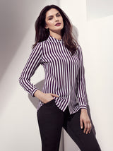 Alaskan Blue Verona Ladies Long Sleeve Shirt featuring a semi-fitted design and inverted back pleat for effortless style.