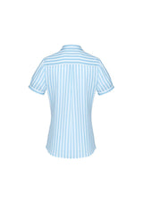 Verona Ladies Short Sleeve Shirt in Alaskan Blue, featuring a semi-fitted design and concealed buttons for elegant styling.