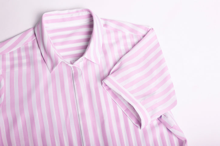 Soft Melon Verona Ladies Short Sleeve Shirt, semi-fitted with concealed buttons, stylish drape, and inverted back pleat.