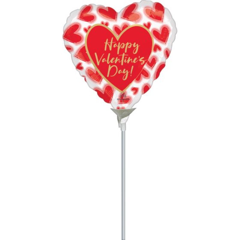 Foil balloon featuring blushed lined hearts for Valentine's Day, perfect for romantic celebrations and memorable events.