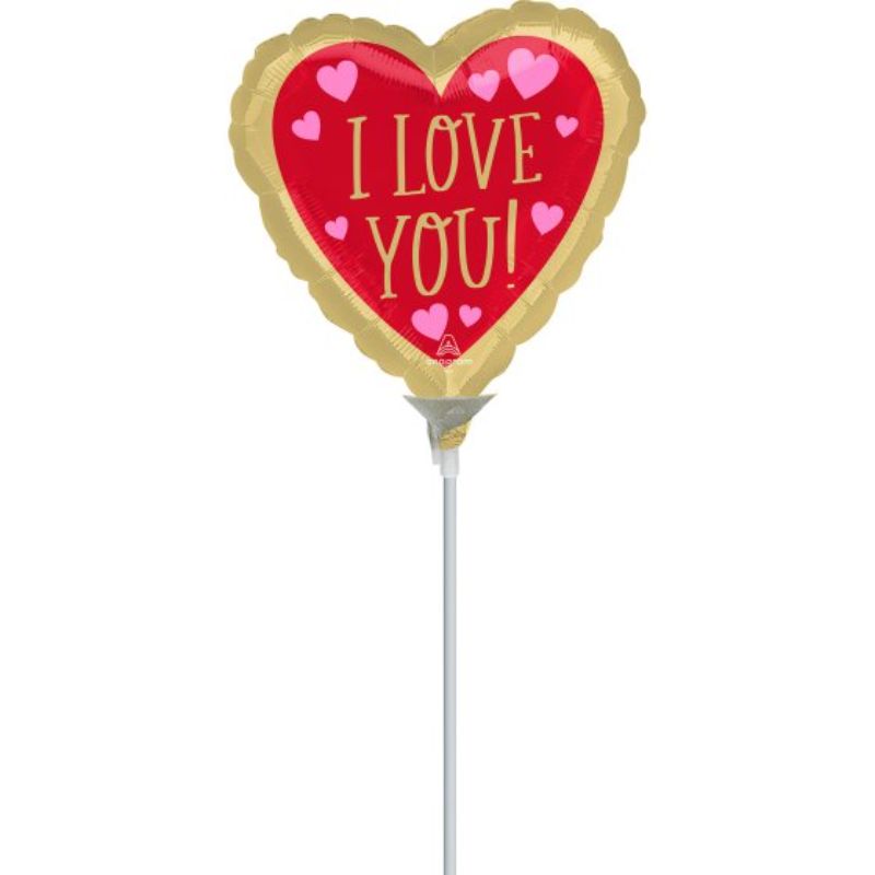 Red and gold foil balloon with "I Love You" design, perfect for love celebrations, birthdays, or anniversaries.