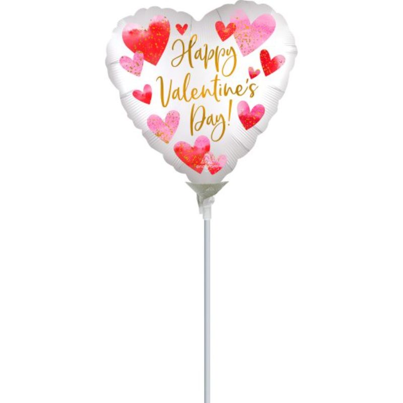 10cm foil balloon with watercolour design, perfect for Valentine's Day celebrations and romantic decorations.