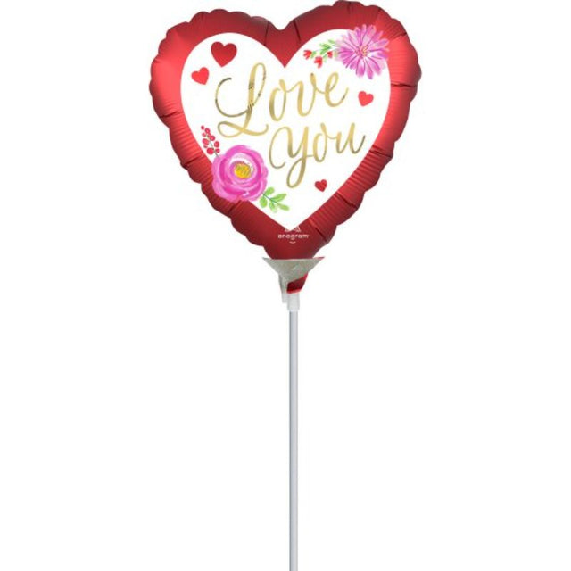 10cm foil balloon featuring a vibrant watercolour floral design, perfect for romantic occasions and heartfelt celebrations.