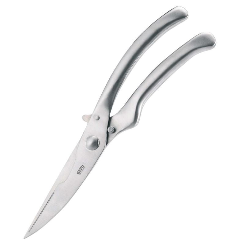 Gefu Trincia Poultry Shears in stainless steel, ergonomic grip, perfect for cutting poultry with ease, dishwasher safe.