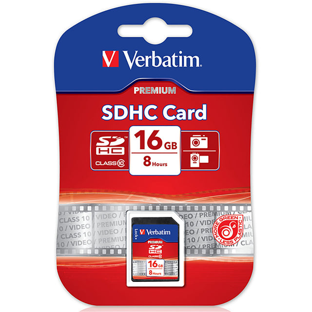 Verbatim SDHC Card 32GB Class 10, offering fast storage for high-res photos and HD video, compatible with all SDHC devices.