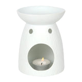 White ceramic oil burner with Tree of Life design, perfect for aromatherapy and home decor, H:12.5 cm.