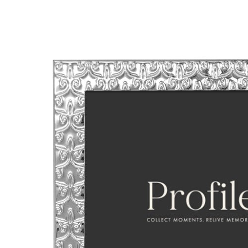 Renaissance-inspired silver metal photo frame, 8x10in, with embossed details and versatile display options.