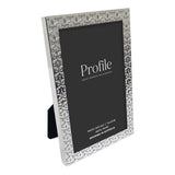 Elegant silver metal photo frame with intricate Renaissance design for 8x10in photos, perfect for showcasing cherished memories.