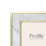Luxurious Terrazzo Marble Metal Photo Frame with gold edges, suitable for portrait or landscape display, in three sizes.
